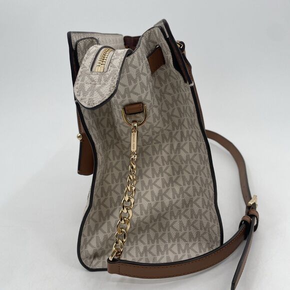 Michael Kors Nouveau Hamilton Handbag Satchel Crossbody Large Logo White *FLAW - Picture 5 of 14